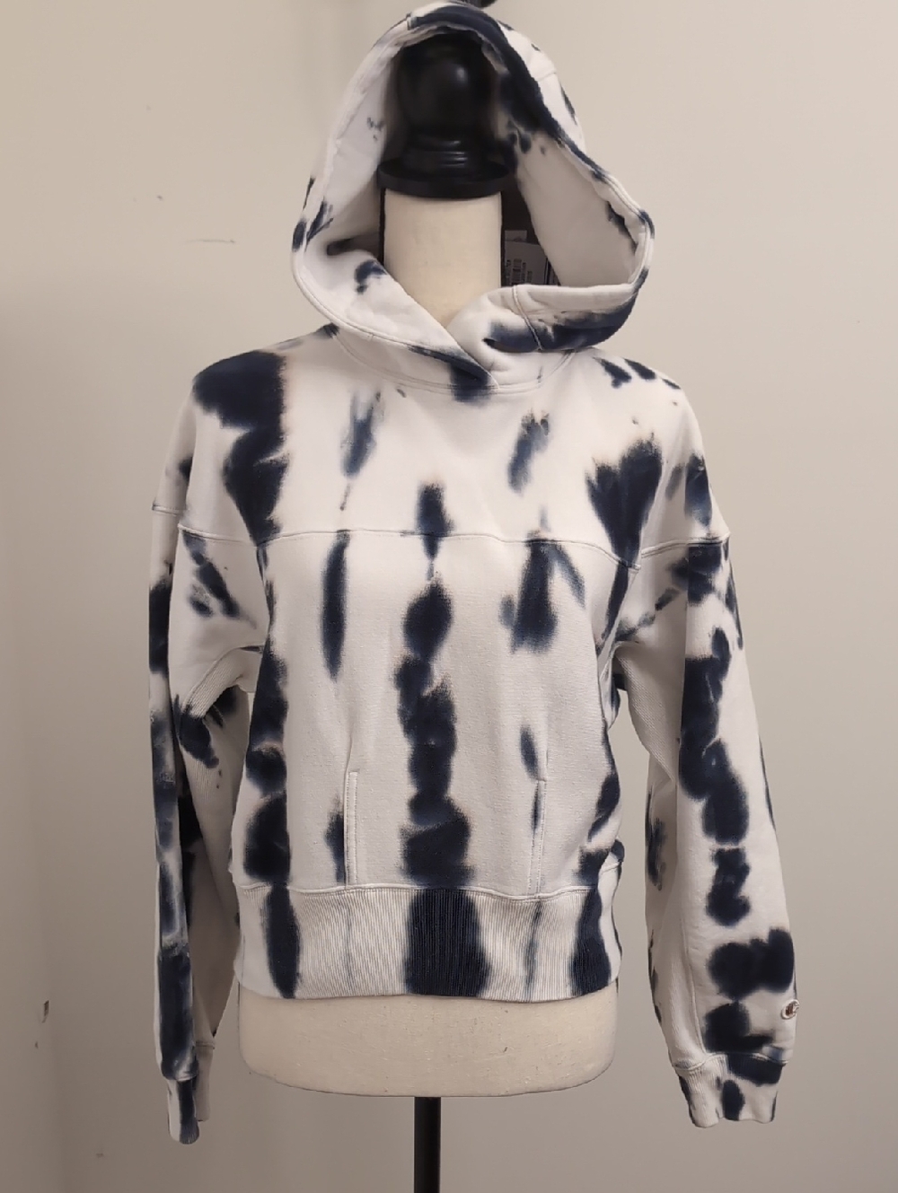 Champion Tie-Dye Hooded Pullover Sweatshirt - Navy & White